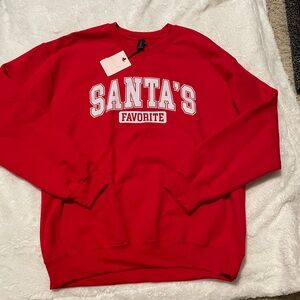 Gildan Red 'SANTA'S FAVORITE' Crewneck Sweatshirt